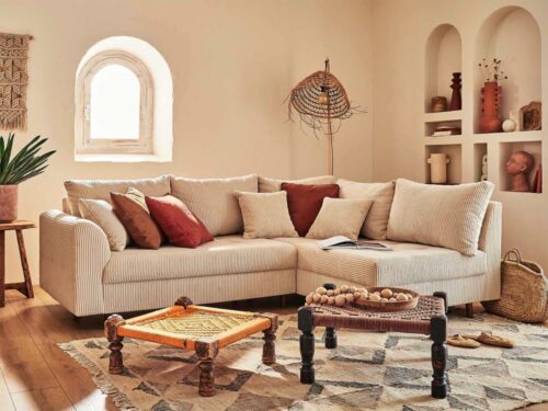 Canapé Rune Lisa Design : Le Velours Côtelé Beige qui Transforme Votre Salon - vue détaillée