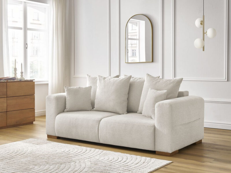 Canapé Sidonie Bobochic : un 2 places droit en velours côtelé beige taillé pour les intérieurs modernes - Canapé Bobochic