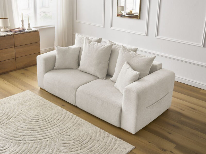 Canapé Sidonie Bobochic : un 2 places droit en velours côtelé beige taillé pour les intérieurs modernes - Canapé Bobochic