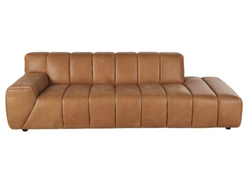 Canapé Snoop Maisons Du Monde : un 3/4 places en cuir caramel aniline qui joue la carte du caractère - Canapé Maisons du Monde