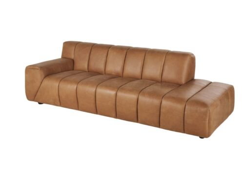 Canapé Snoop Maisons Du Monde : un 3/4 places en cuir caramel aniline qui joue la carte du caractère - vue détaillée