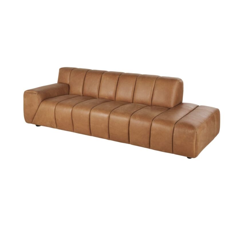 Canapé Snoop Maisons Du Monde : un 3/4 places en cuir caramel aniline qui joue la carte du caractère - Canapé Maisons du Monde