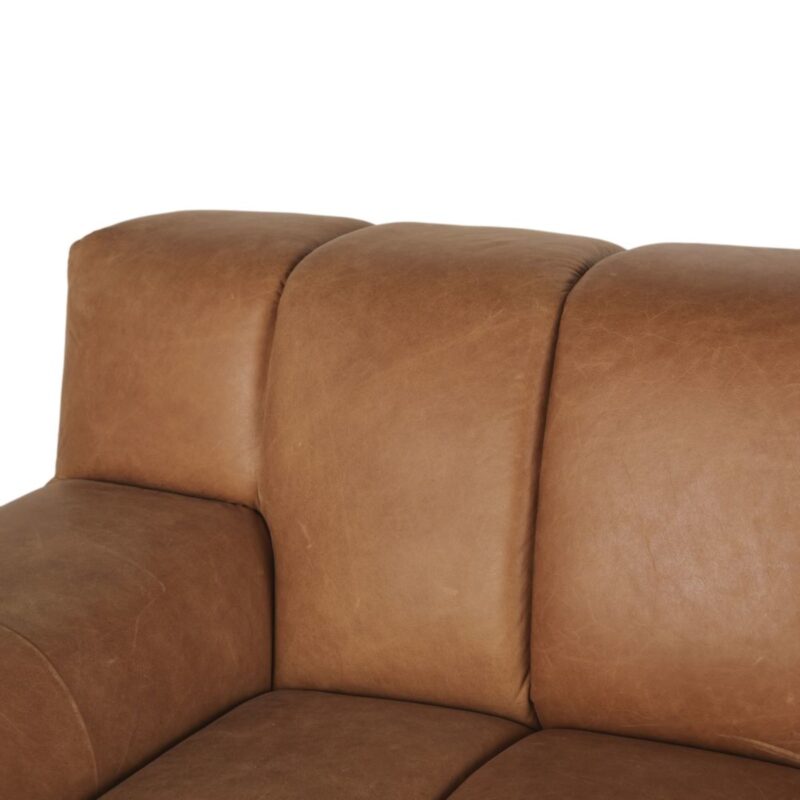 Canapé Snoop Maisons Du Monde : un 3/4 places en cuir caramel aniline qui joue la carte du caractère - Canapé Maisons du Monde