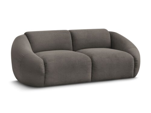 Canapé Tina Bobochic : un 2 places droit en velours côtelé taupe pour les petits salons avec du caractère - vue détaillée