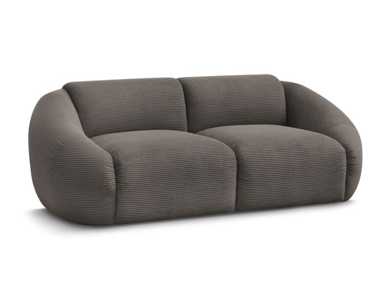 Canapé Tina Bobochic : un 2 places droit en velours côtelé taupe pour les petits salons avec du caractère - Canapé Bobochic
