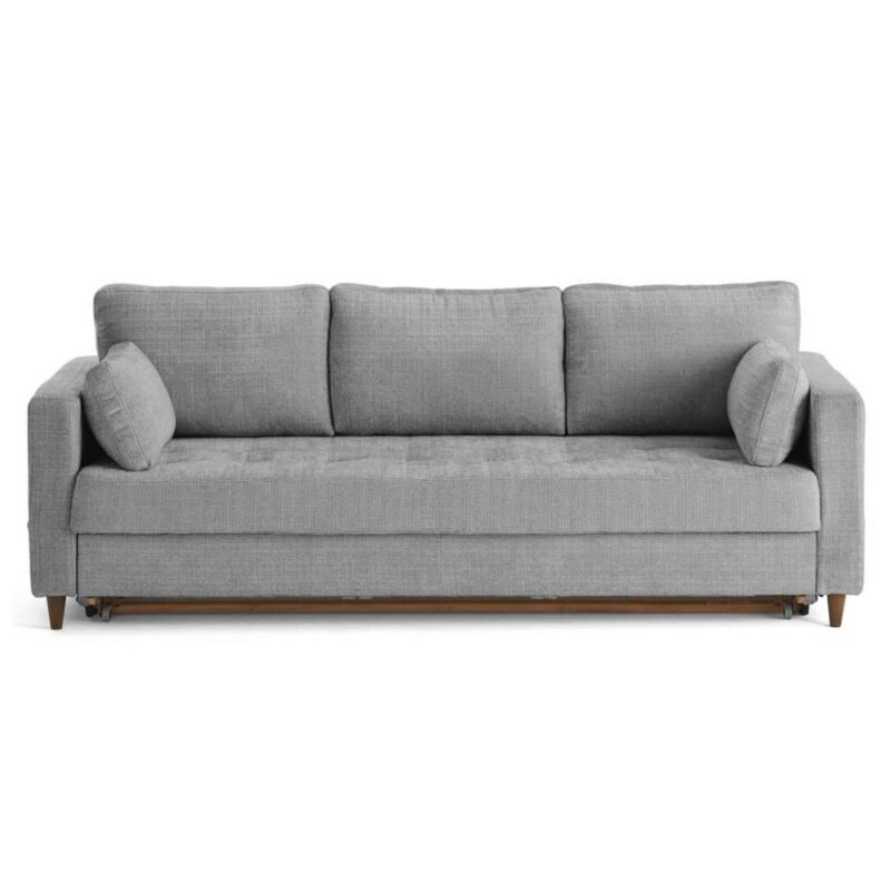 canapé convertible 3 places Lisa Design Anna (velours texturé, gris) - CoteCanape.fr