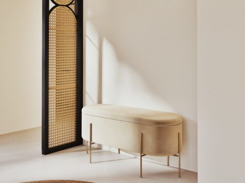 Banquette Allister Maisons Du Monde : une banquette coffre beige compacte qui joue double jeu - vue détaillée
