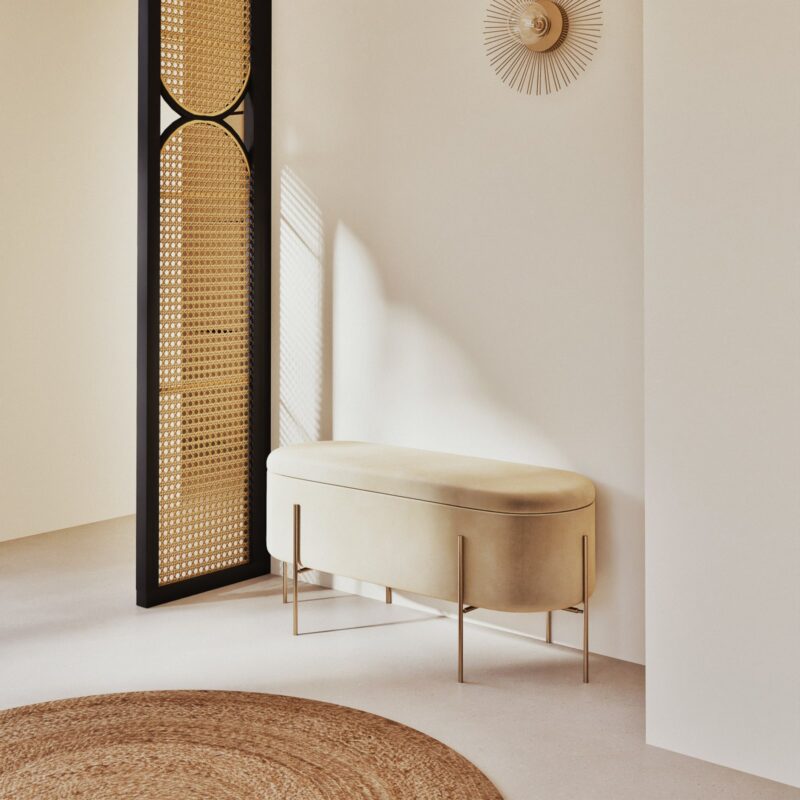 Banquette Allister Maisons Du Monde : une banquette coffre beige compacte qui joue double jeu - Canapé Maisons du Monde