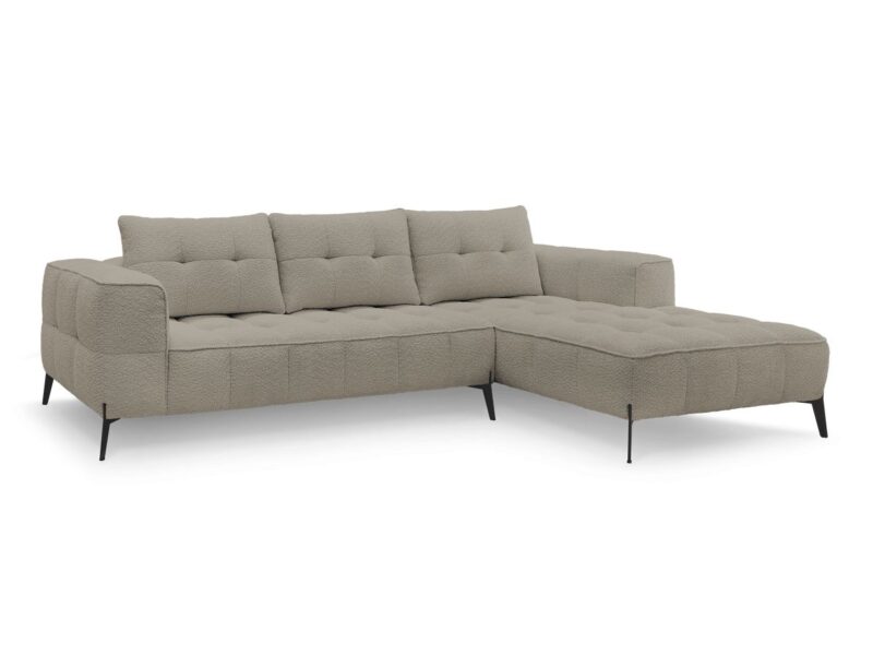 Canapé Anis Bobochic : un angle droit bouclette taupe qui joue la carte du confort équilibré en 4 places - Canapé Bobochic