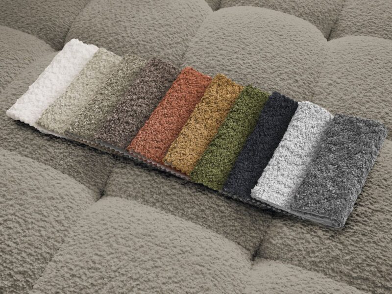 Canapé Anis Bobochic : un angle droit bouclette taupe qui joue la carte du confort équilibré en 4 places - Canapé Bobochic