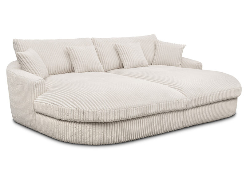 Canapé Belem Bobochic : un 3 places fixe à assise profonde en velours côtelé beige qui joue la carte du cocooning - Canapé Bobochic