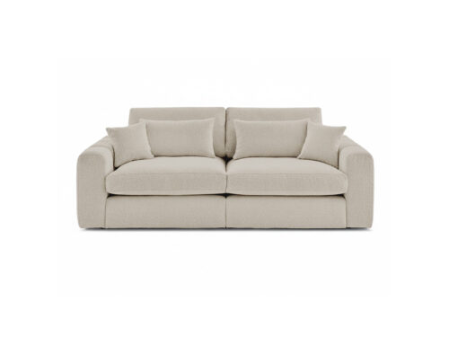 Canapé Belmont Bobochic : un 3 places droit en bouclette beige taillé pour les grands salons - vue détaillée