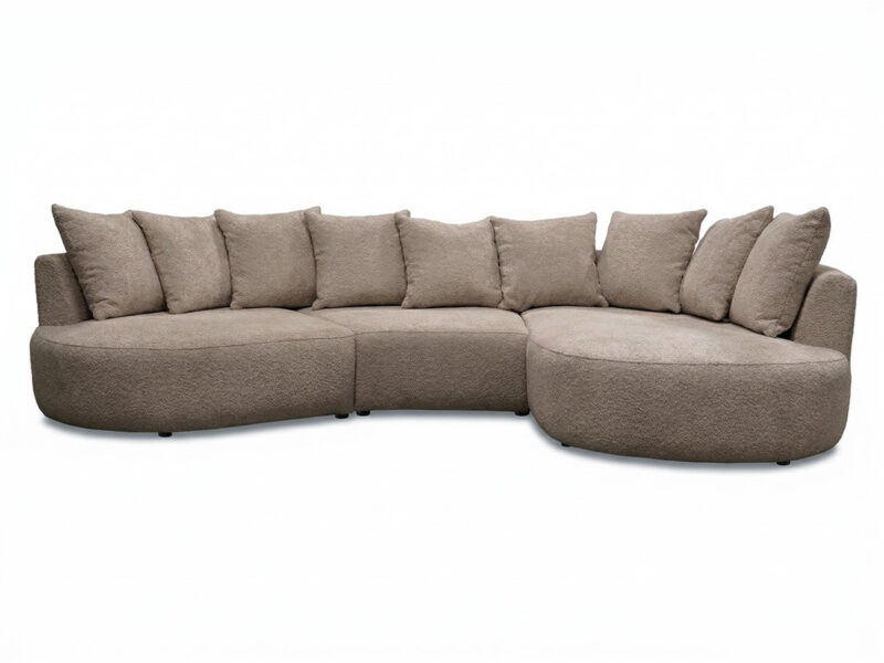 Canapé Calypso Bobochic : un angle droit en bouclette taupe pour les salons qui veulent du caractère sans sacrifier le confort - Canapé Bobochic