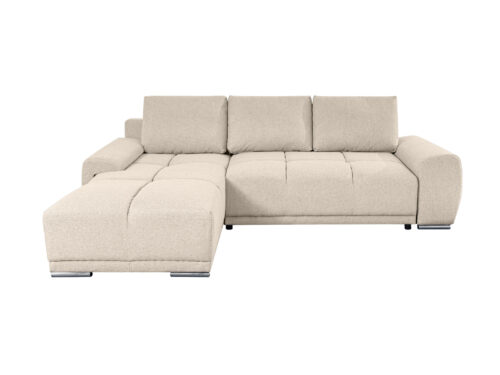 Canapé Cassandra Usinestreet : un angle convertible beige avec coffre et tissu easy clean - Canapé UsineStreet