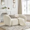 Canapé Céline Bobochic : un 2 places fixe en tissu texturé beige aux courbes douces et à l&rsquo;assise généreuse - Canapé Bobochic