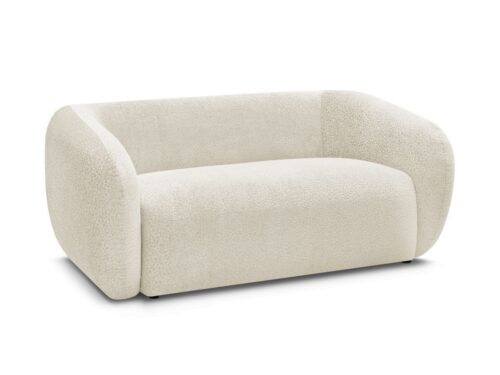 Canapé Céline Bobochic : un 2 places fixe en tissu texturé beige aux courbes douces et à l'assise généreuse - vue détaillée