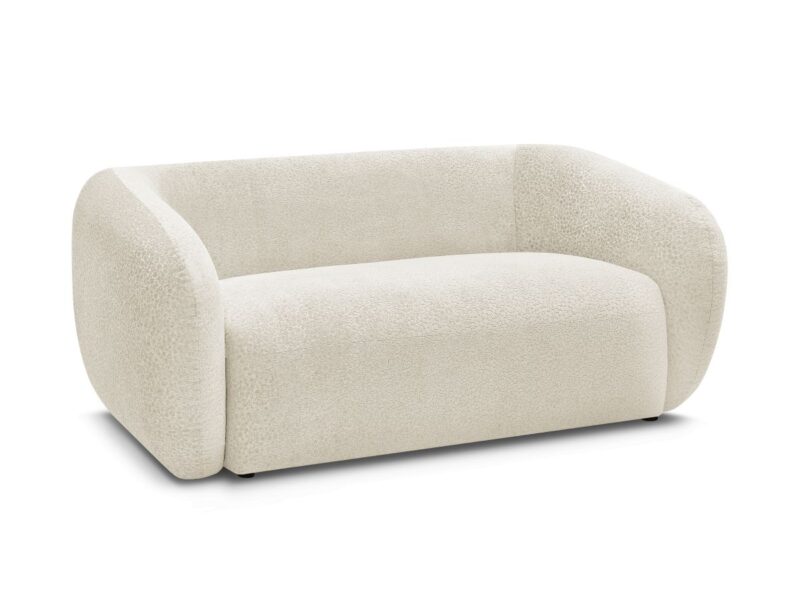 Canapé Céline Bobochic : un 2 places fixe en tissu texturé beige aux courbes douces et à l&rsquo;assise généreuse - Canapé Bobochic