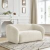 Canapé Céline Bobochic : un 2 places fixe en tissu texturé beige aux courbes douces et à l&rsquo;assise généreuse - Canapé Bobochic