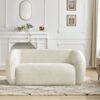 Canapé Céline Bobochic : un 2 places fixe en tissu texturé beige aux courbes douces et à l&rsquo;assise généreuse - Canapé Bobochic