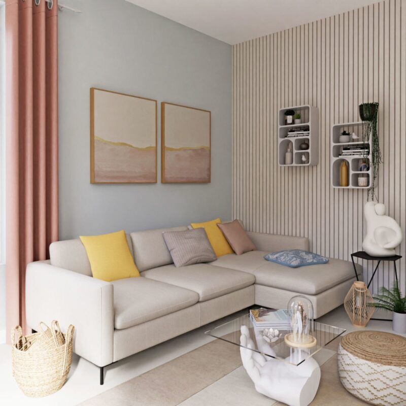 Canapé City Maisons Du Monde : un angle droit beige chiné pour structurer un salon sans effort - Canapé Maisons du Monde