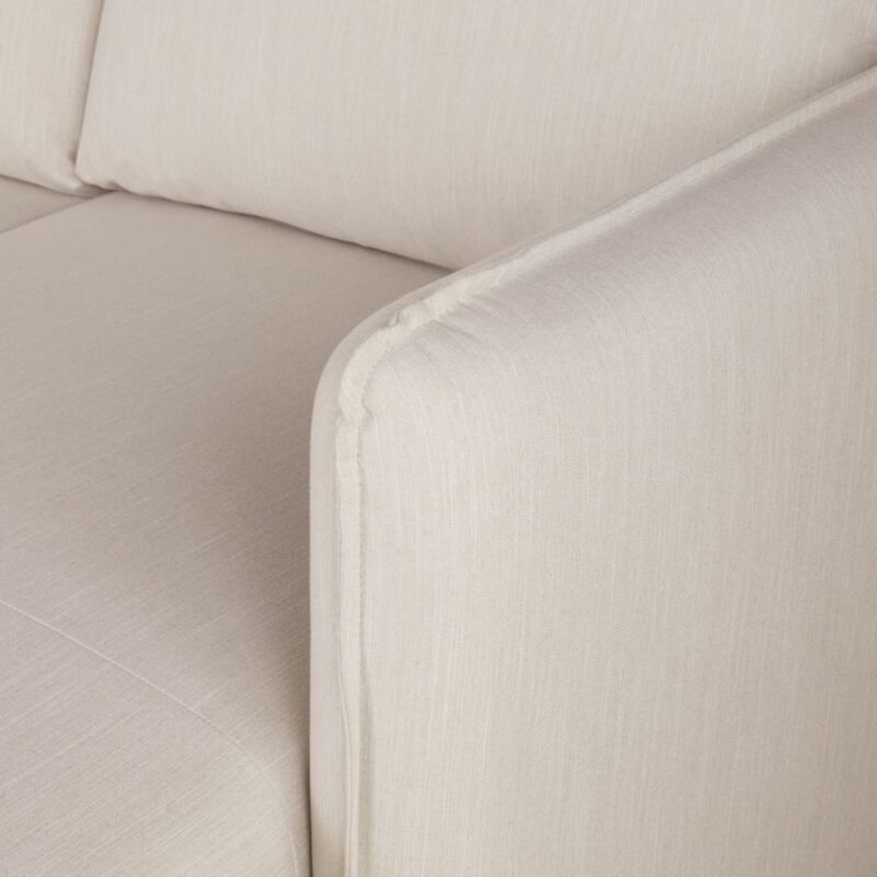 Canapé Divine Maisons Du Monde : un angle convertible lin/viscose beige avec coffre de rangement intégré - Canapé Maisons du Monde