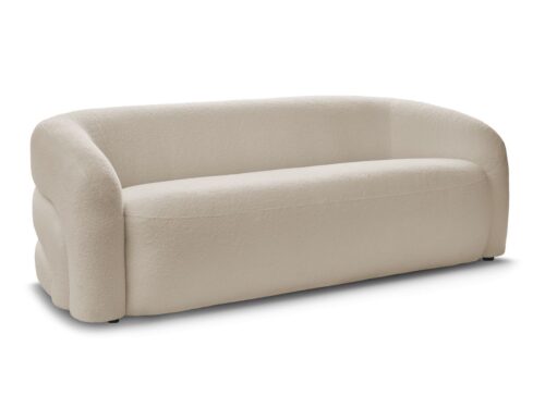 Canapé Elina Bobochic : un 3 places fixe en bouclette beige aux formes sculpturales - vue détaillée