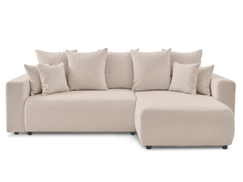 Canapé Envy Bobochic : un angle convertible en bouclette beige qui joue la carte du cocooning fonctionnel - vue détaillée