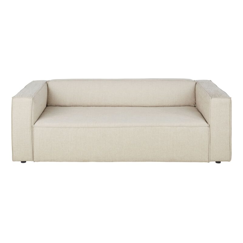 Canapé Fakir Maisons du Monde : un 3 places en velours côtelé beige aux lignes épurées pour salon contemporain - Canapé Maisons du Monde