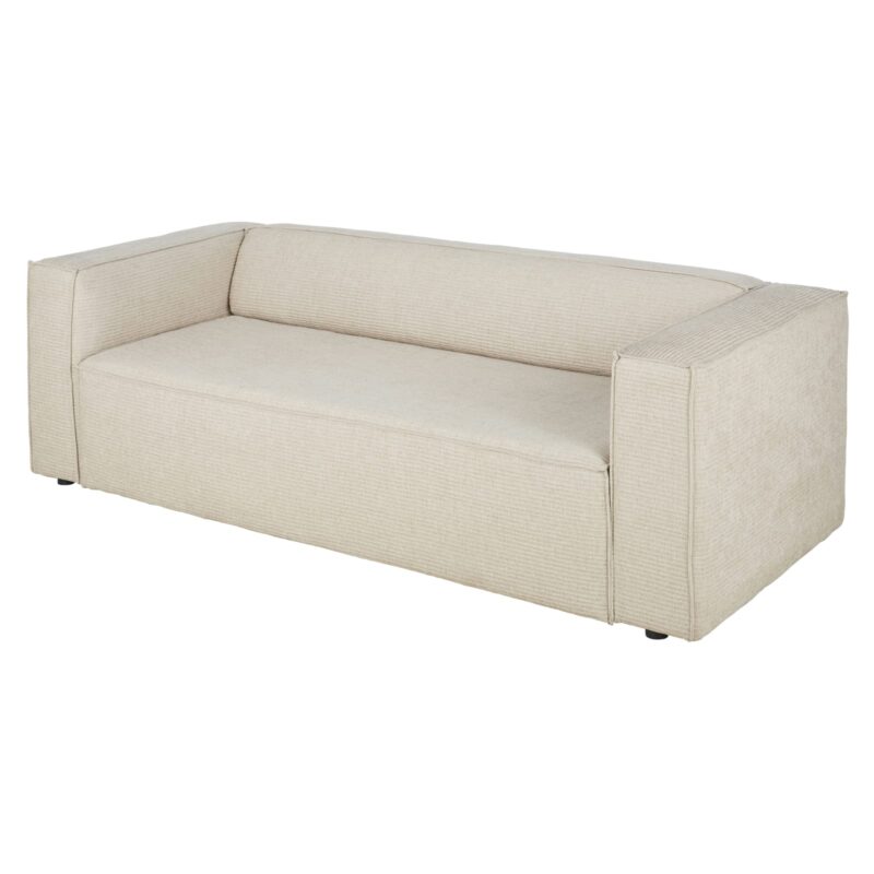Canapé Fakir Maisons du Monde : un 3 places en velours côtelé beige aux lignes épurées pour salon contemporain - Canapé Maisons du Monde