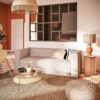 Canapé Fakir Maisons du Monde : un 3 places en velours côtelé beige aux lignes épurées pour salon contemporain - Canapé Maisons du Monde