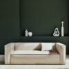 Canapé Fakir Maisons du Monde : un 3 places en velours côtelé beige aux lignes épurées pour salon contemporain - Canapé Maisons du Monde