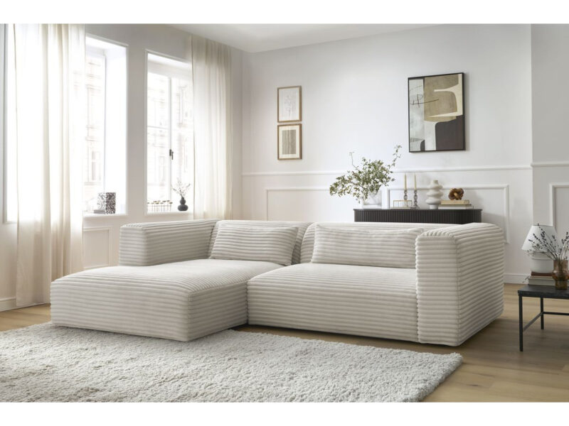 Canapé Harry Bobochic : un angle fixe gros côtelé beige qui joue la carte du charme contemporain - Canapé Bobochic