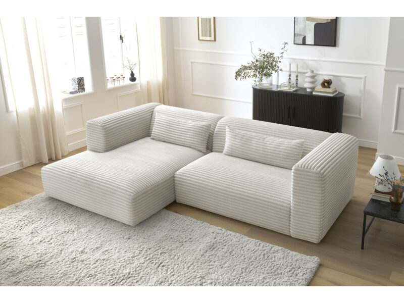 Canapé Harry Bobochic : un angle fixe gros côtelé beige qui joue la carte du charme contemporain - Canapé Bobochic