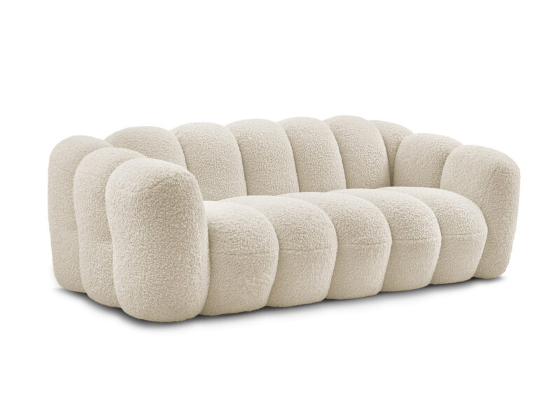 Canapé Hippolyte Bobochic : un 3 places droit en bouclette beige pour les salons qui veulent du caractère sans en faire trop - Canapé Bobochic