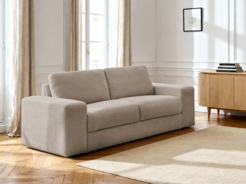 Canapé Ibiza Bobochic : un convertible express 3 places en velours côtelé taupe pour un usage quotidien - Canapé Bobochic