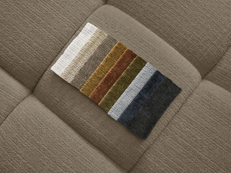 Canapé Ivane Bobochic : un 3 places droit en tissu texturé taupe pensé pour les grands salons - Canapé Bobochic