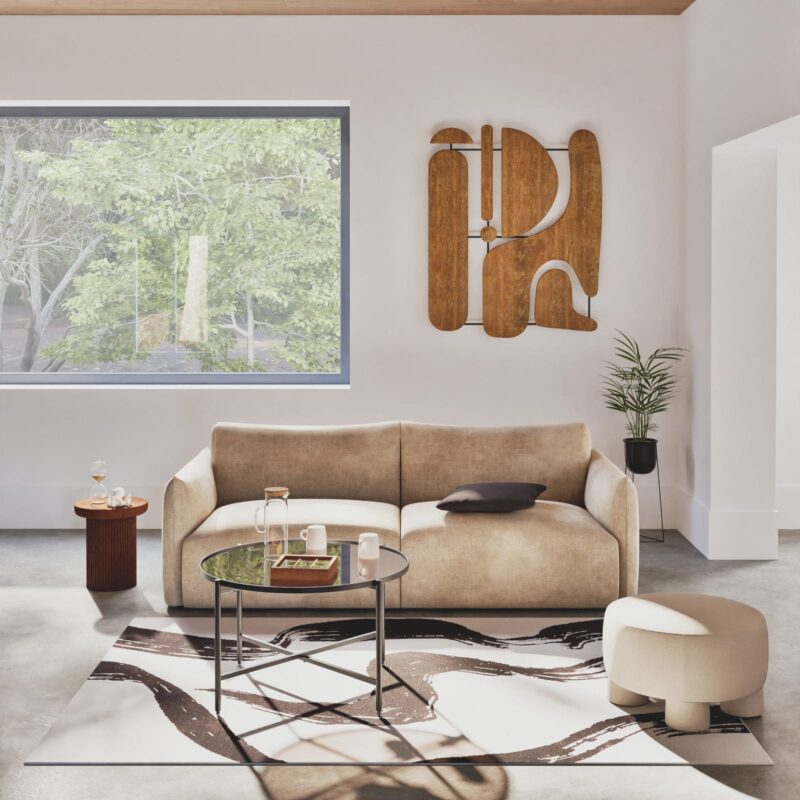 Canapé Jada Maisons Du Monde : un 3/4 places velouté beige au design épuré pour les intérieurs contemporains - Canapé Maisons du Monde