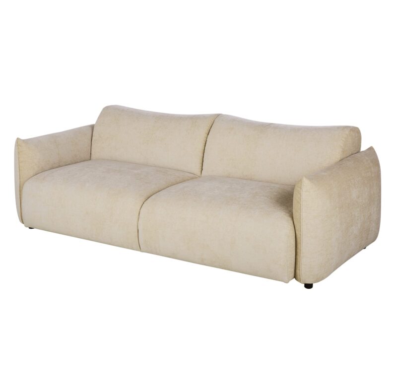 Canapé Jada Maisons Du Monde : un 3/4 places velouté beige au design épuré pour les intérieurs contemporains - Canapé Maisons du Monde