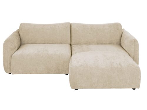 Canapé Jada Maisons du Monde : un angle droit velouté beige qui structure le salon avec élégance - Canapé Maisons du Monde