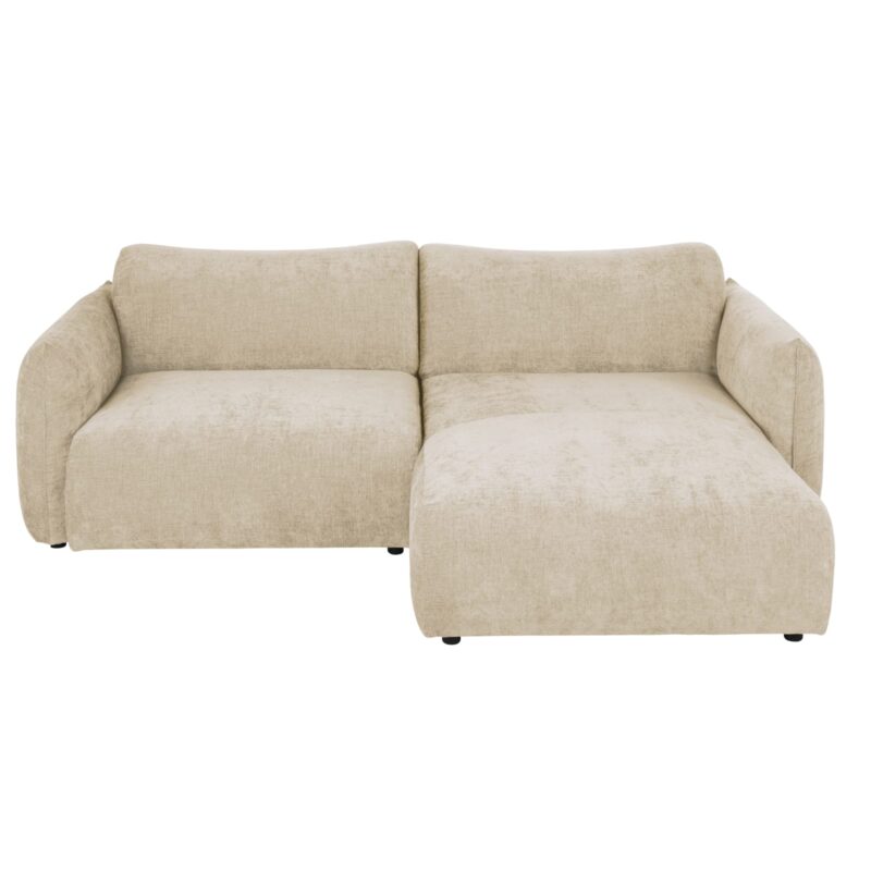 Canapé Jada Maisons du Monde : un angle droit velouté beige qui structure le salon avec élégance - Canapé Maisons du Monde