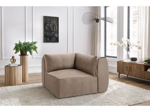 Canapé Jeanne Bobochic : le module angle velours taupe réversible qui libère votre aménagement - Canapé Bobochic