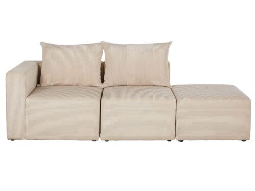 Canapé Jill Maisons Du Monde : un 2/3 places modulable en velours côtelé beige pour salon lumineux - Canapé Maisons du Monde