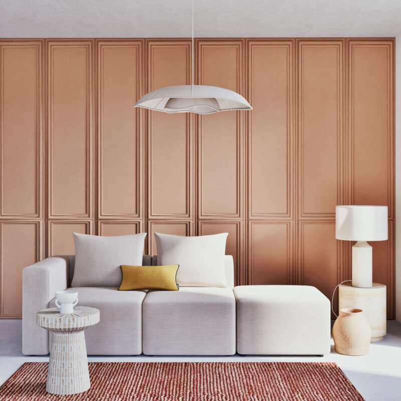 Canapé Jill Maisons Du Monde : un 2/3 places modulable en velours côtelé beige pour salon lumineux - Canapé Maisons du Monde