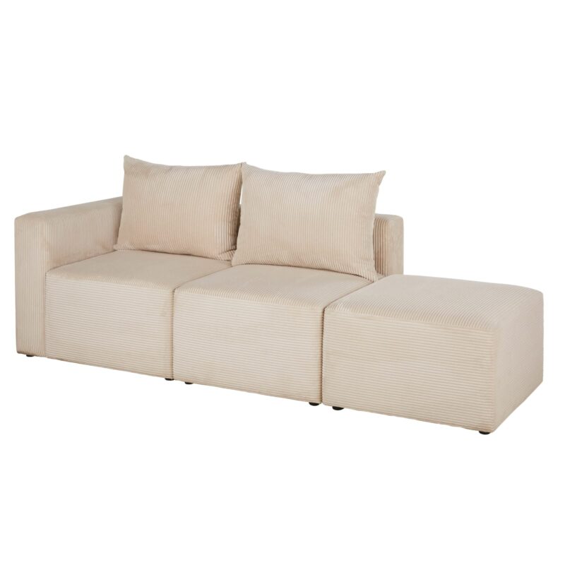 Canapé Jill Maisons Du Monde : un 2/3 places modulable en velours côtelé beige pour salon lumineux - Canapé Maisons du Monde