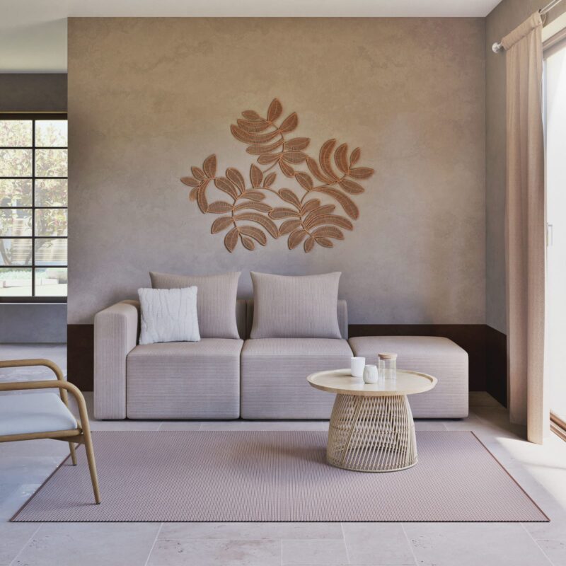 Canapé Jill Maisons Du Monde : un 2/3 places modulable en velours côtelé beige pour salon lumineux - Canapé Maisons du Monde