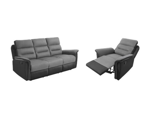Canapé Leon Usinestreet : un ensemble relax manuel 3 places + fauteuil en microfibre pour soirées sans effort - Canapé UsineStreet