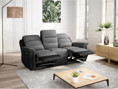 Canapé Leon Usinestreet : un ensemble relax manuel 3 places + fauteuil en microfibre pour soirées sans effort - vue détaillée