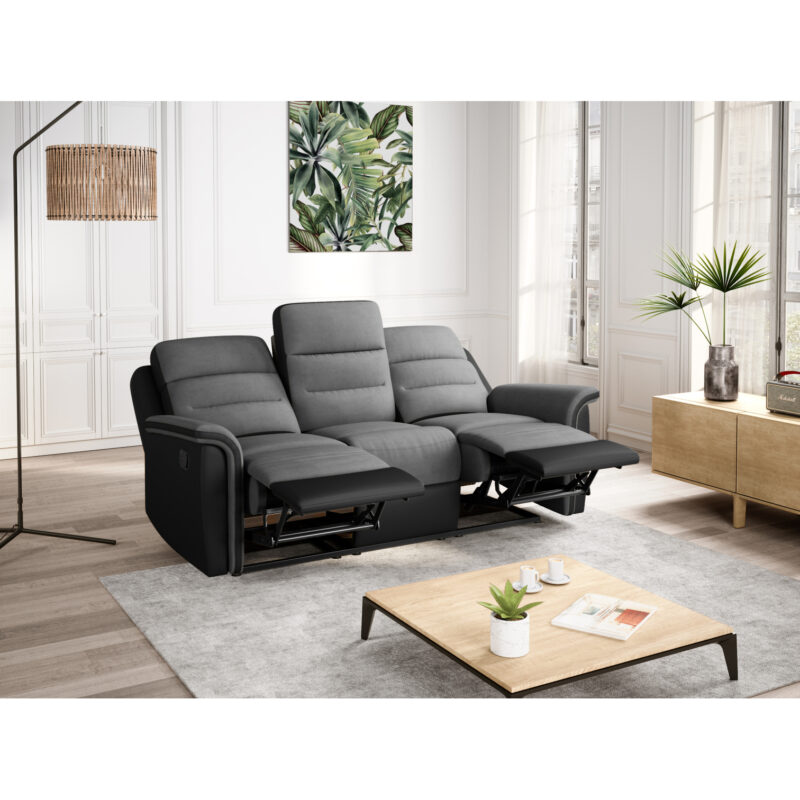 Canapé Leon Usinestreet : un ensemble relax manuel 3 places + fauteuil en microfibre pour soirées sans effort - Canapé UsineStreet
