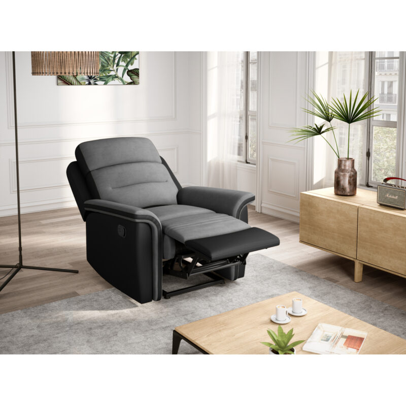 Canapé Leon Usinestreet : un ensemble relax manuel 3 places + fauteuil en microfibre pour soirées sans effort - Canapé UsineStreet