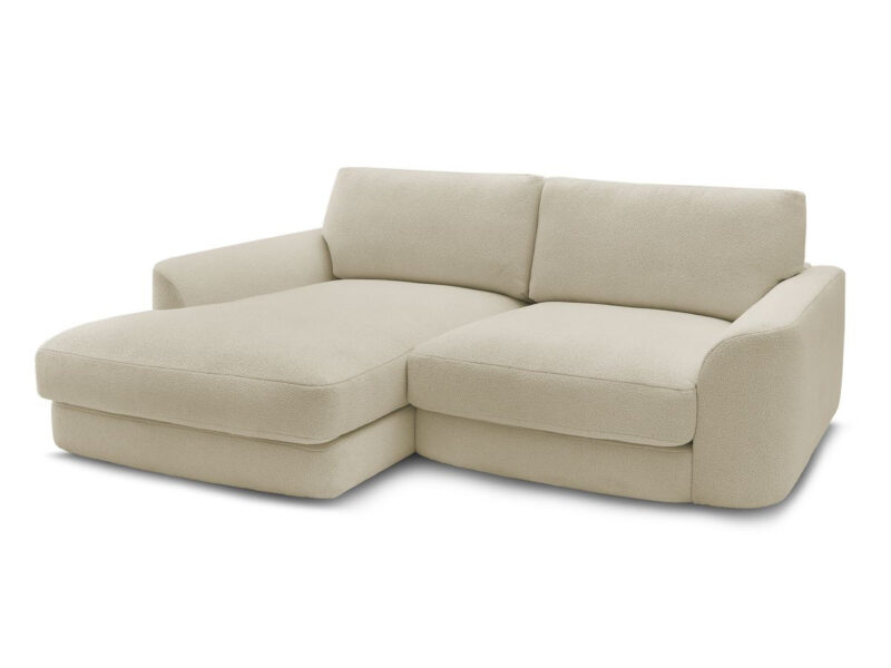 Canapé Leonore Bobochic : un angle fixe en bouclette beige taillé pour les salons qui veulent du moelleux sans se ruiner - Canapé Bobochic